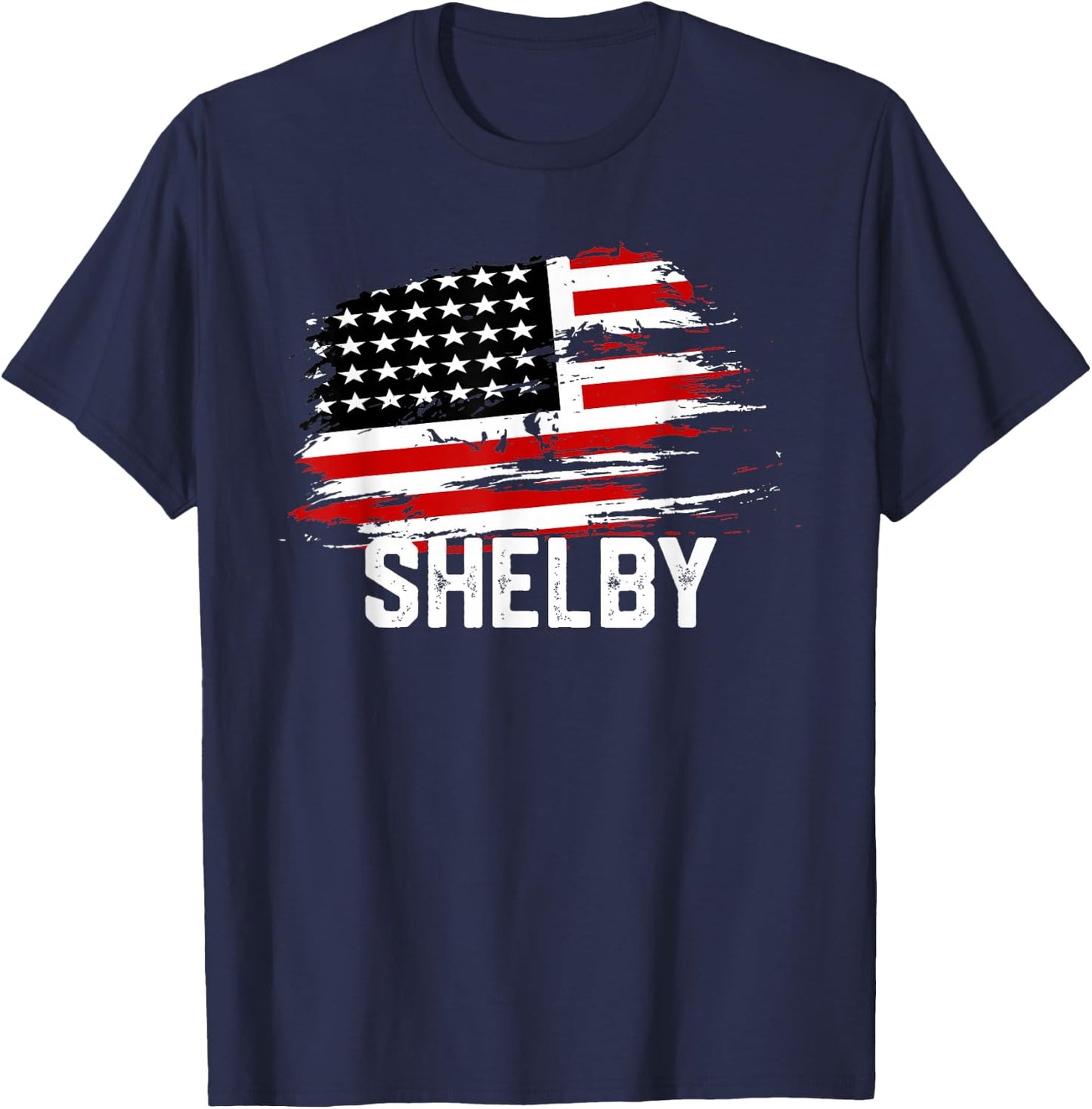 SHELBY USA Flag Personalized 4th of July SHELBY T-Shirt - T-Shirt | Navy