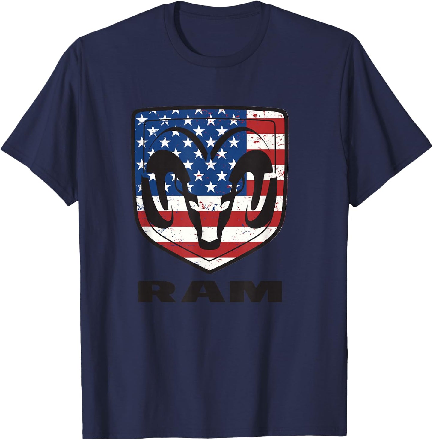 Flag Ram Trucks Shield , grey, S T-Shirt - T-Shirt | Navy