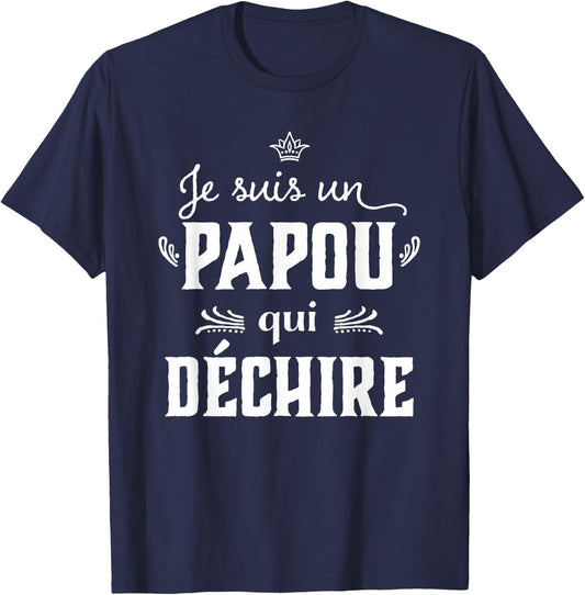 Grandpa Papou qui rips Humour Father's Day 2025 T-Shirt - T-Shirt | Navy