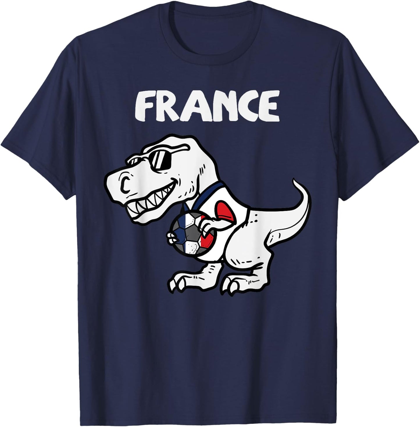 France Trex Dino French Flag Soccer Fan Boys Kids Toddler T-Shirt - T-Shirt | Navy