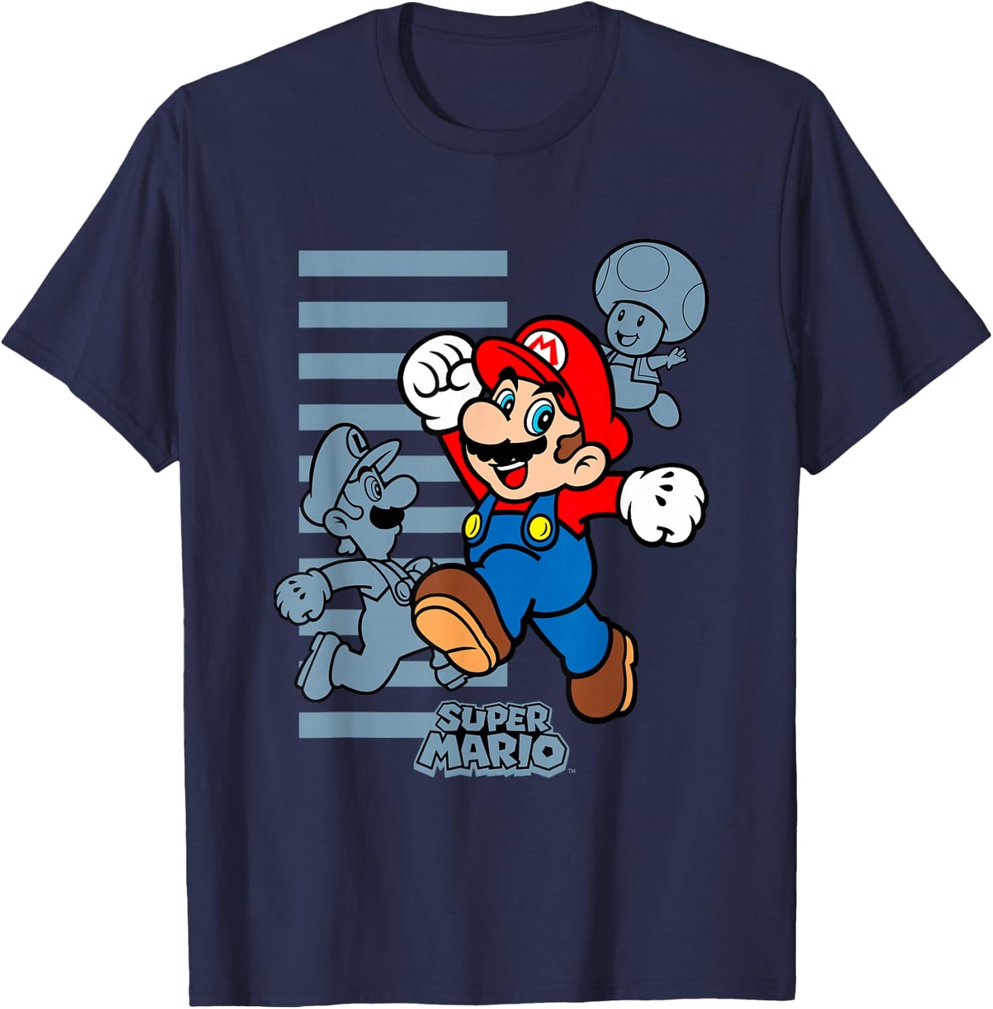 Super Mario Luigi & Toad Let's Play Group Shot T-Shirt - T-Shirt | Navy