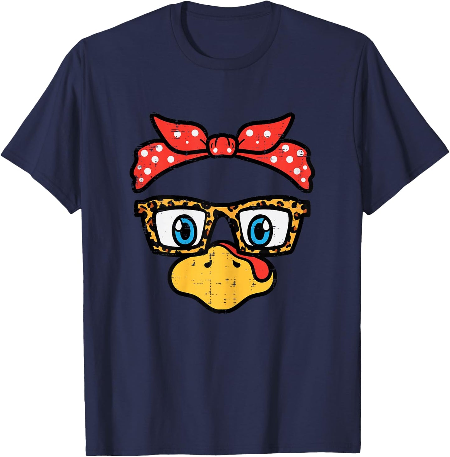Thanksgiving Turkey Face Eyeglasses Mom Women Girls Kids T-Shirt - T-Shirt | Navy