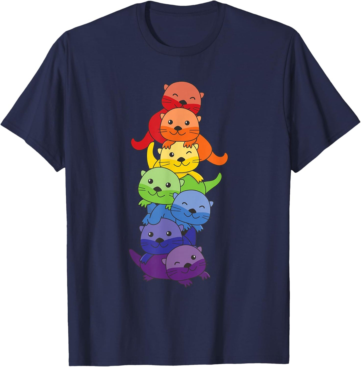 Rainbow Flag Pride Month LGBTQ Rainbow Otter T-Shirt - T-Shirt | Navy