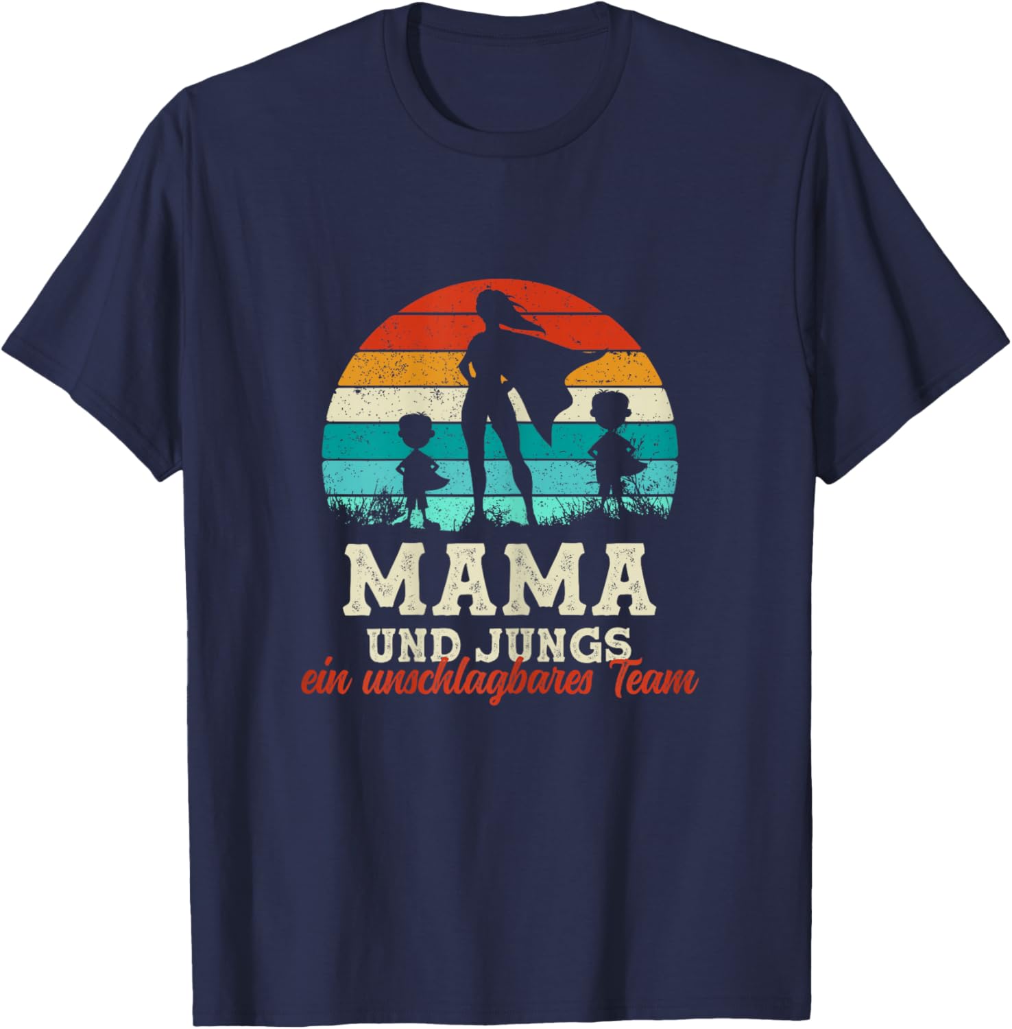Team Mama Zwei Söhne Superheld Muttertag Stolze Super Mama T-Shirt - T-Shirt | Navy