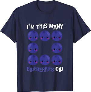 Kids I'm This Many Blueberries Old - 8th Birthday 8 Years Old T-Shirt - T-Shirt | Navy