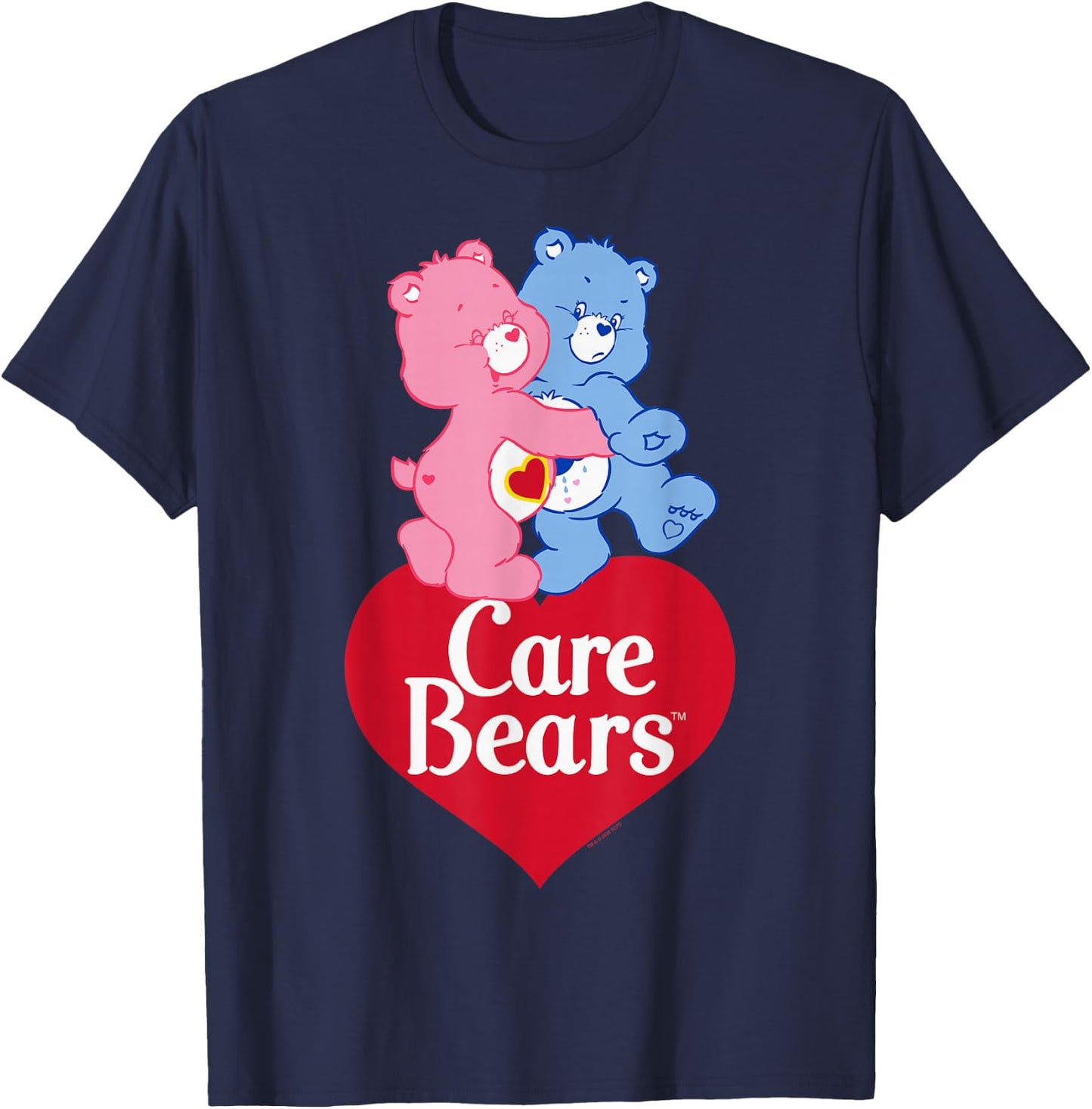Care Bears Love-A-Lot Bear & Grumpy Valentine Hug Logo , Black, S T-Shirt - T-Shirt | Navy
