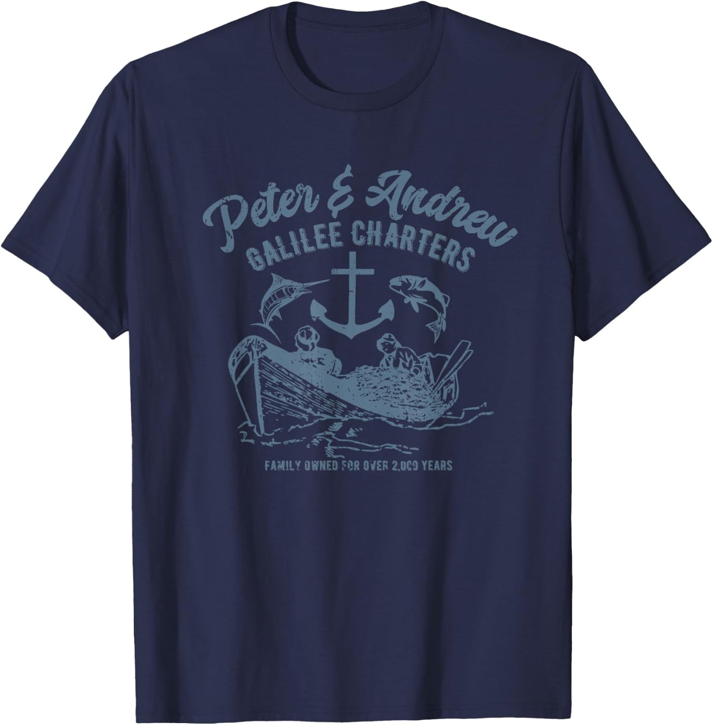 Funny Faith Fishing T-Shirt - T-Shirt | Navy