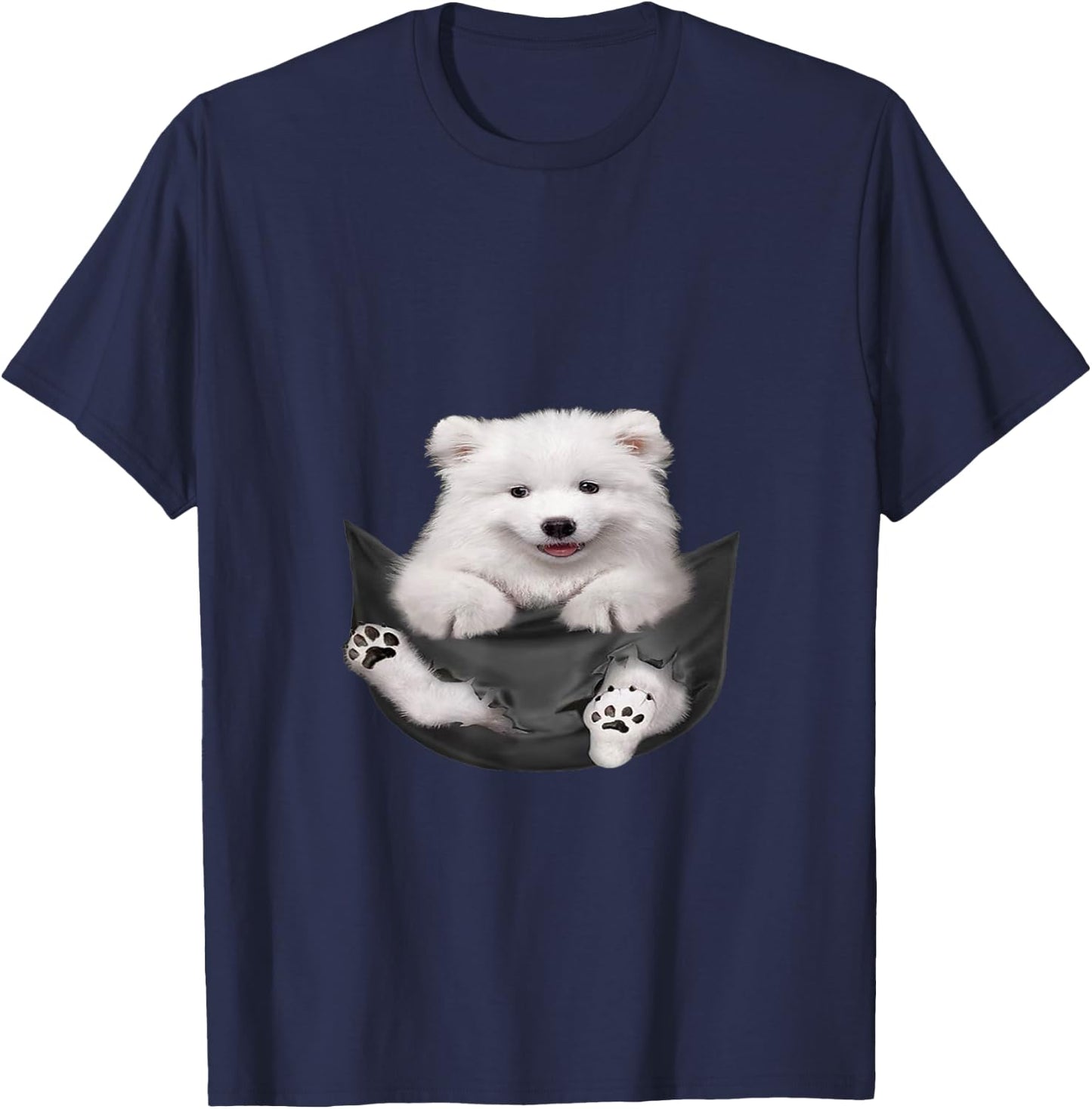 Dog Lovers Gifts Samoyed In Pocket Funny Dog Gift Samoyed Men Women Girls Kids T-Shirt - T-Shirt | Navy