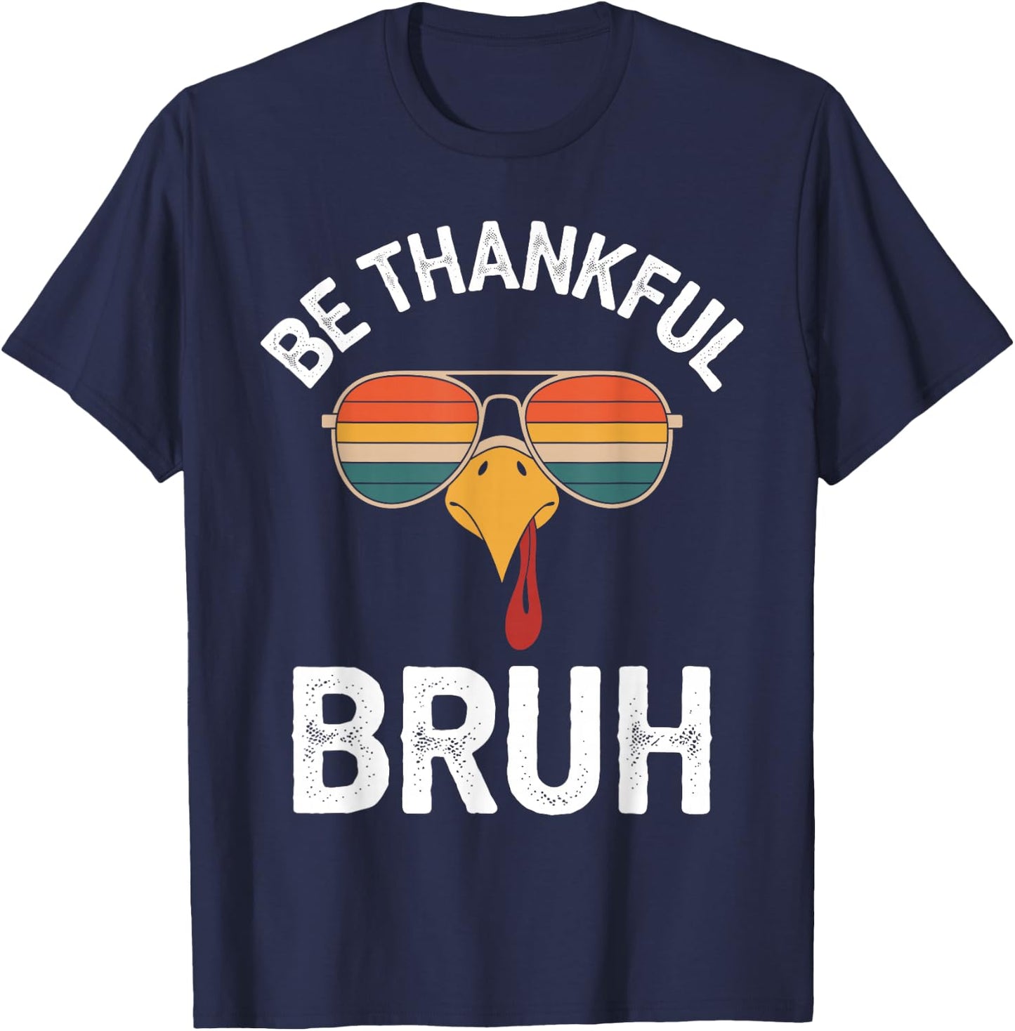 Bruh Thanksgiving Funny Thankful Turkey Boys Kids T-Shirt - T-Shirt | Navy
