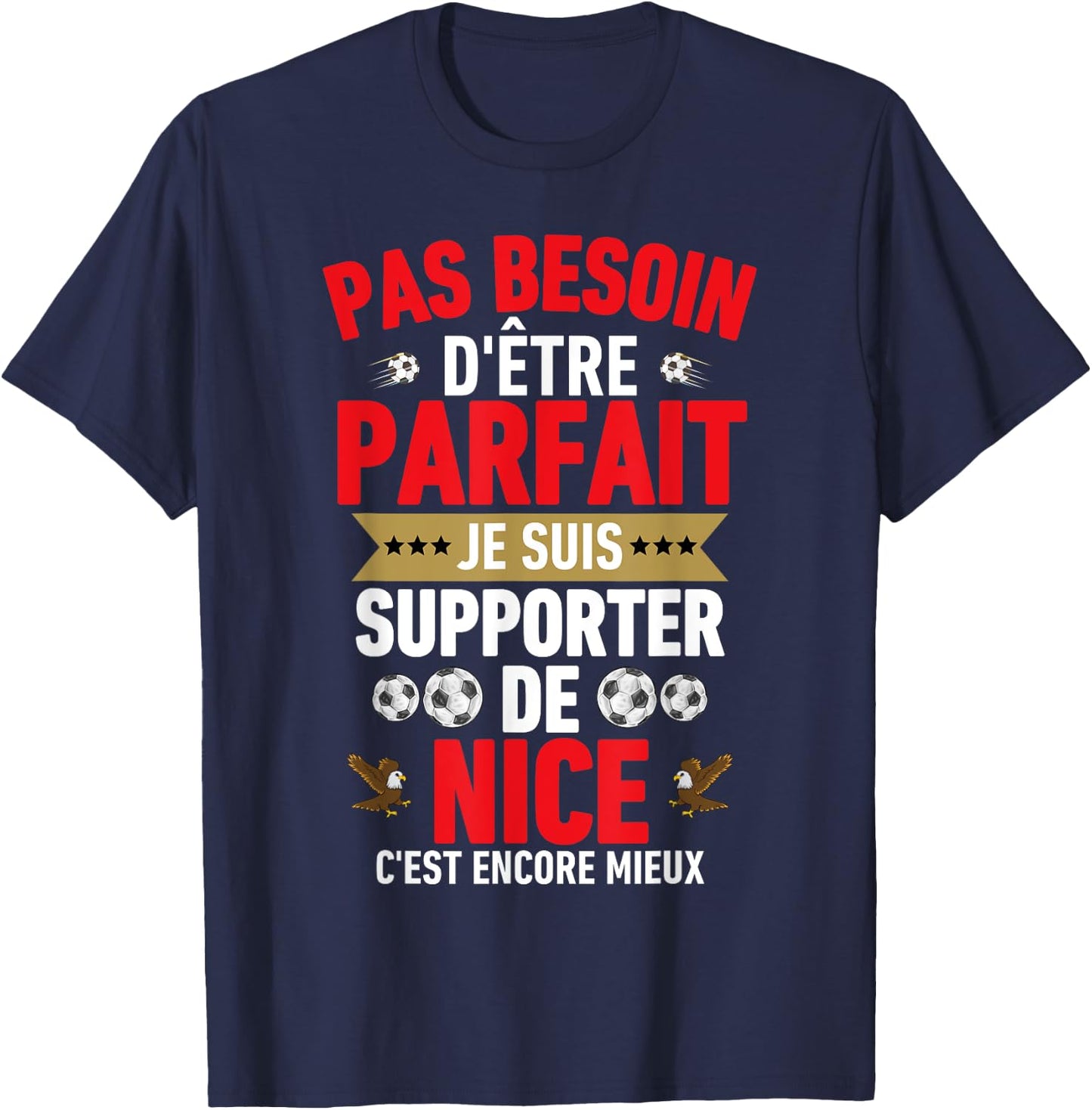 Nice Football Nice Humour Supporter Gift, Black T-Shirt - T-Shirt | Navy