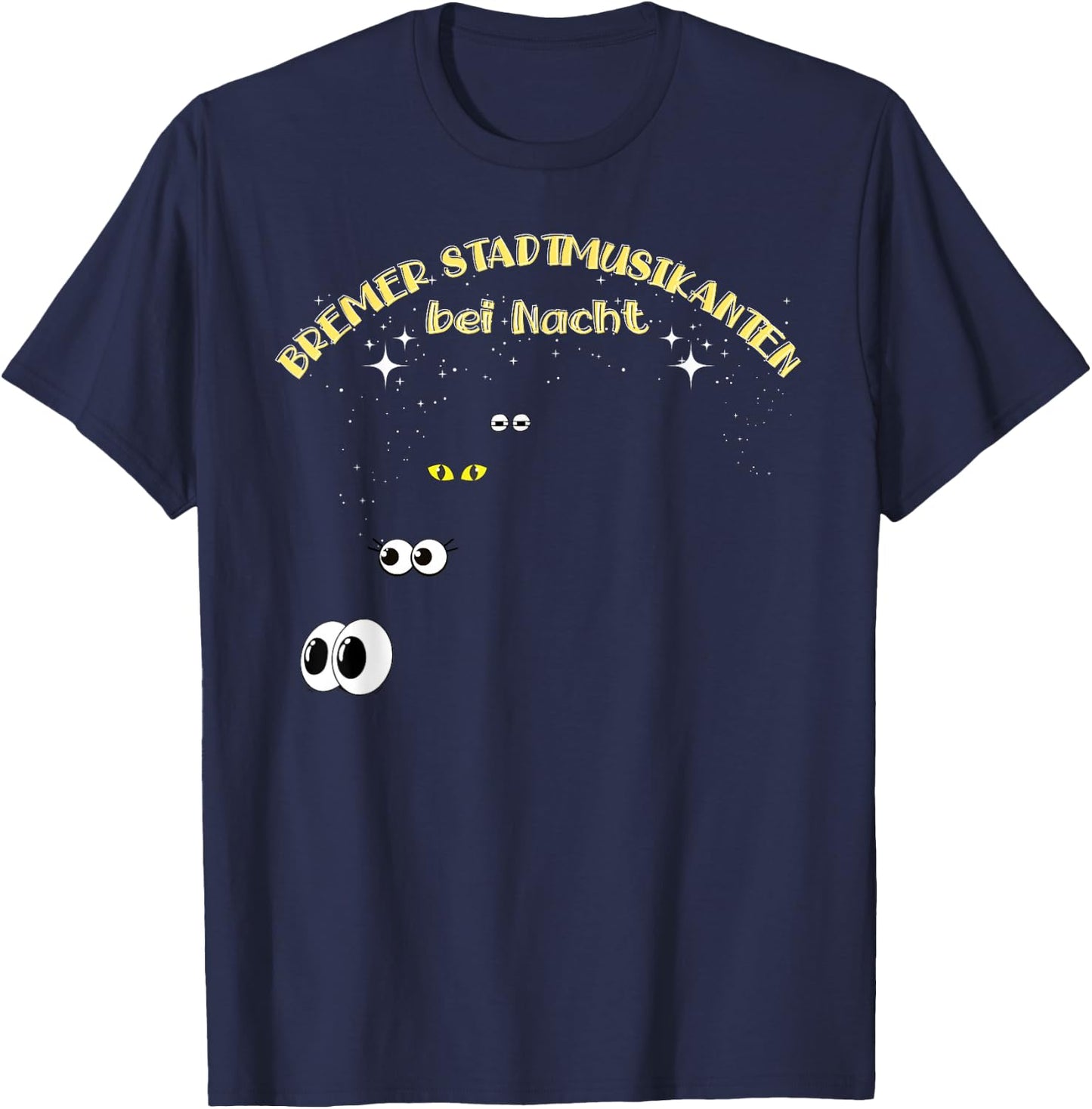 Bremer Stadtmusikanten bei Nacht , black T-Shirt - T-Shirt | Navy
