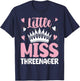 Little Miss Threenager Girl Happy 3rd Birthday Girl Toddle T-Shirt - T-Shirt | Navy