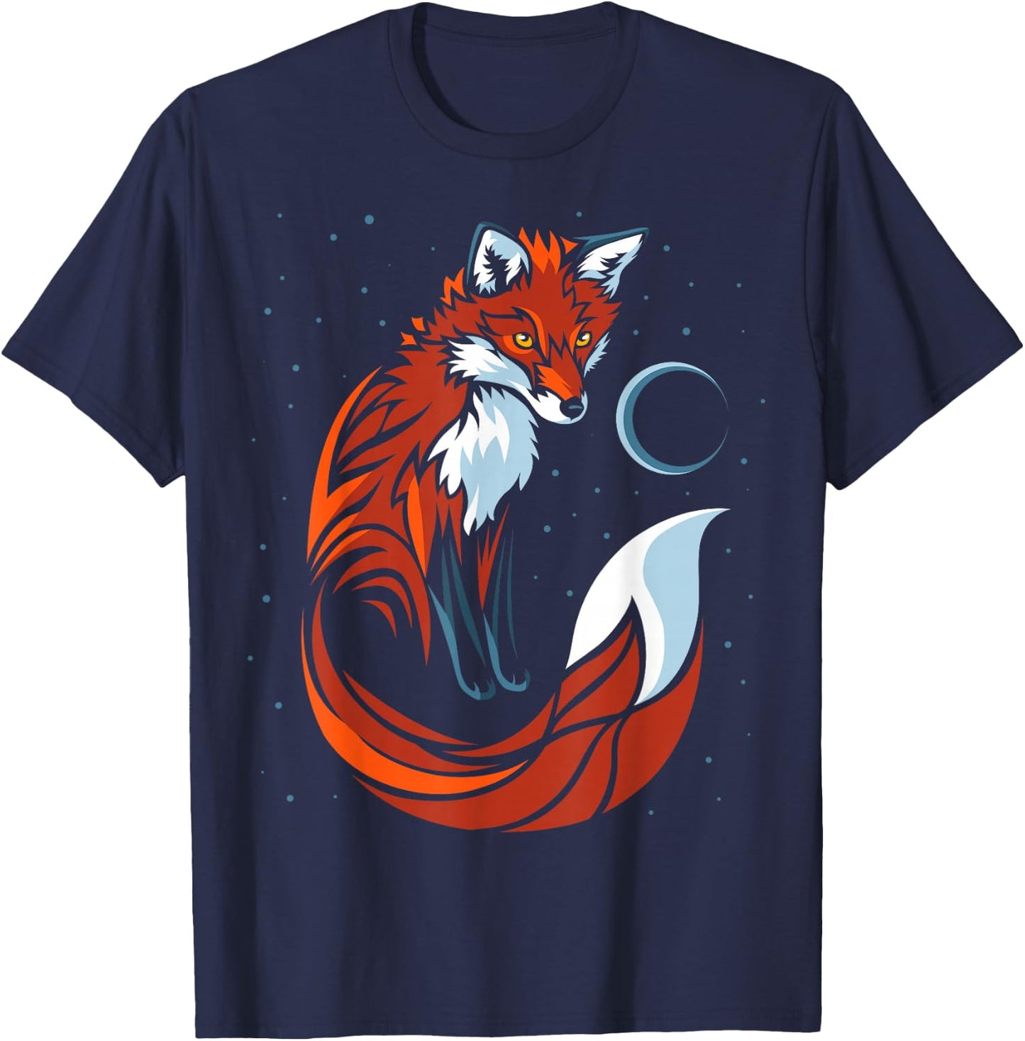 Tribal Tail Fox Graphic Design T-Shirt - T-Shirt | Navy