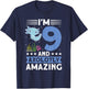 I'm 9 and axolotly amazing 9th Birthday Kids Axolotl T-Shirt - T-Shirt | Navy