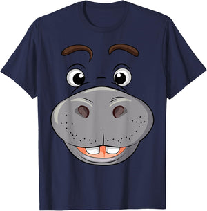 Funny Hippopotamus Hippo Face Cosplay DIY Costume Halloween T-Shirt - T-Shirt | Navy