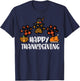 Happy Thanksgiving Dog Cat Paws Turkey Day Women Kids Men T-Shirt - T-Shirt | Navy