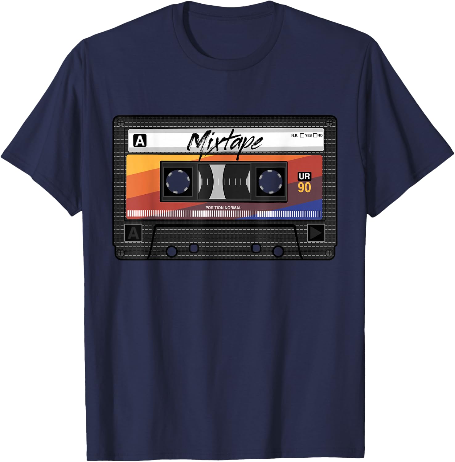 Mixtape Cassette 90s Party 80s Retro Music Tape , black T-Shirt - T-Shirt | Navy
