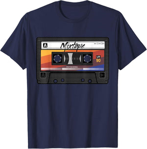 Mixtape Cassette 90s Party 80s Retro Music Tape , black T-Shirt - T-Shirt | Navy