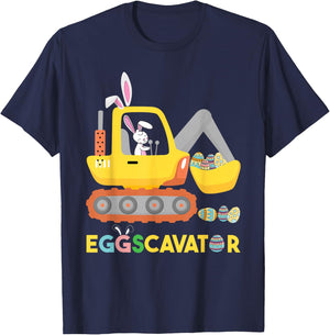 Funny EggsCavator Easter Bunny Excavator Toddler Boys Easter T-Shirt - T-Shirt | Navy