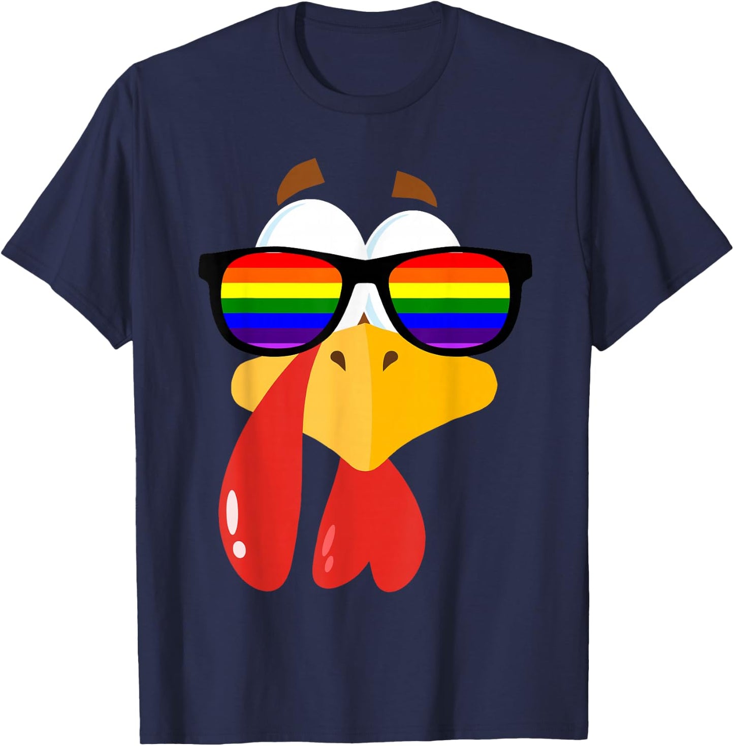 LGBT Pride Sunglasses Rainbow Turkey Proud LGBT Thanksgiving T-Shirt - T-Shirt | Navy