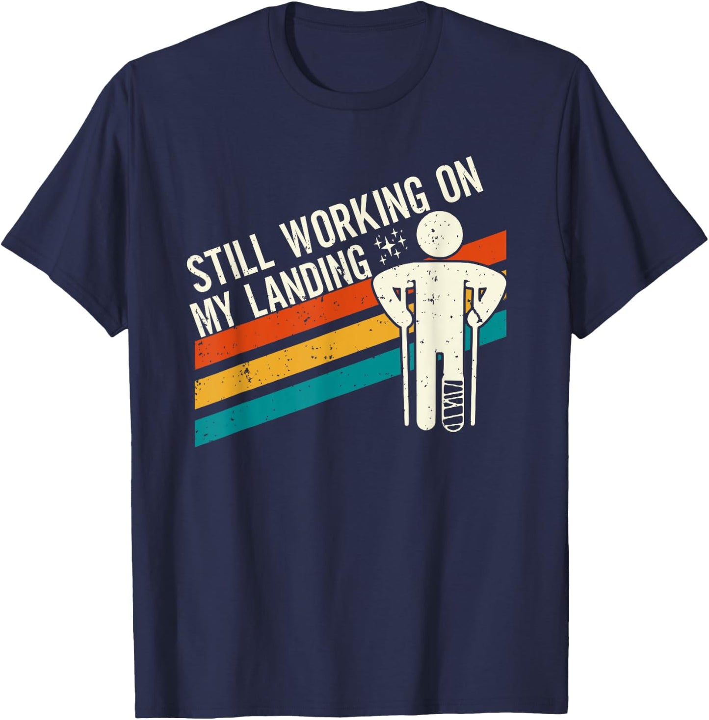 Knochenbruch Genesungswünsche - Gebrochenes Bein Spruch - Fraktur Gipsbein - - Schwarz - S - Cartoon - Klassisch - Crew-Ausschnitt - Kurzarm T-Shirt - T-Shirt | Navy
