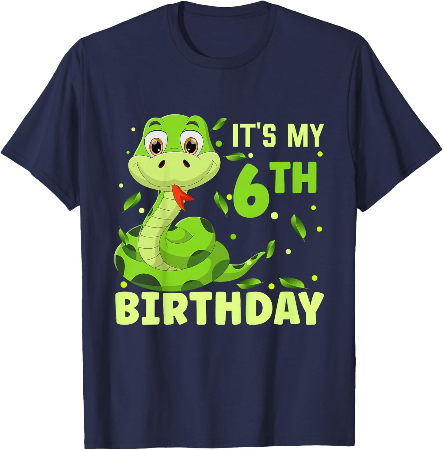 It’s My 6th Birthday Snake Birthday Girl Boy Party Matching T-Shirt - T-Shirt | Navy