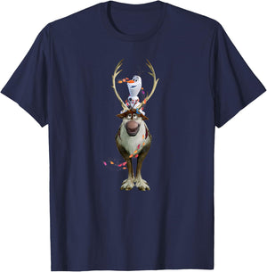 Frozen Olaf & Sven Reindeer Snowman , black T-Shirt - T-Shirt | Navy