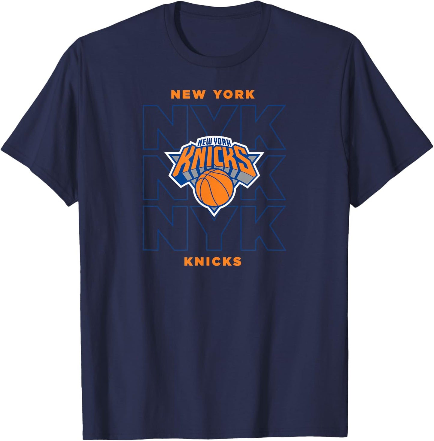 NBA - Aufgestapeltes Stadtlogo der New York Knicks T-Shirt - T-Shirt | Navy