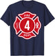 Kids Fire Truck 4th Birthday Boy Firefighter 4 Year Old T-Shirt - T-Shirt | Navy