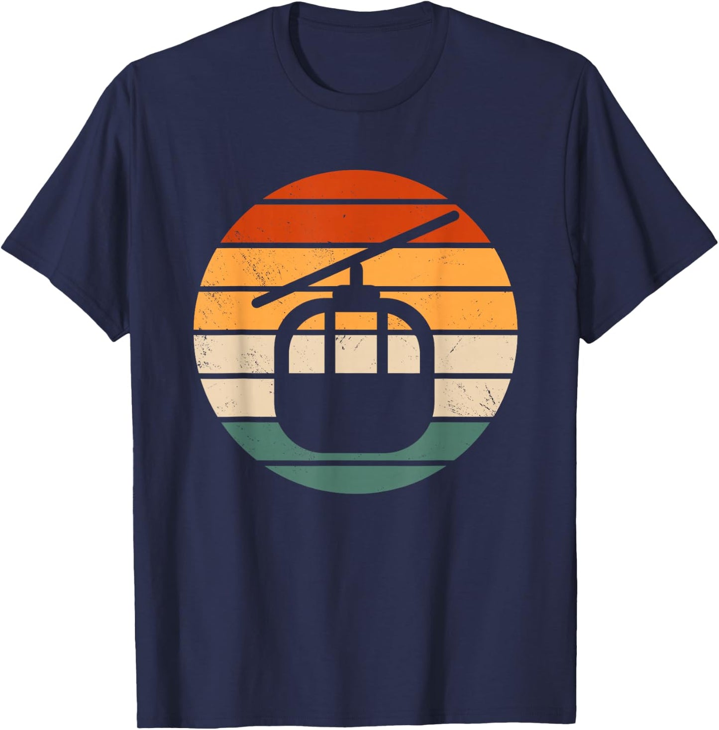 Retro Ski Lift Gondola Outfit Skiing Cable Car Mountain , black T-Shirt - T-Shirt | Navy