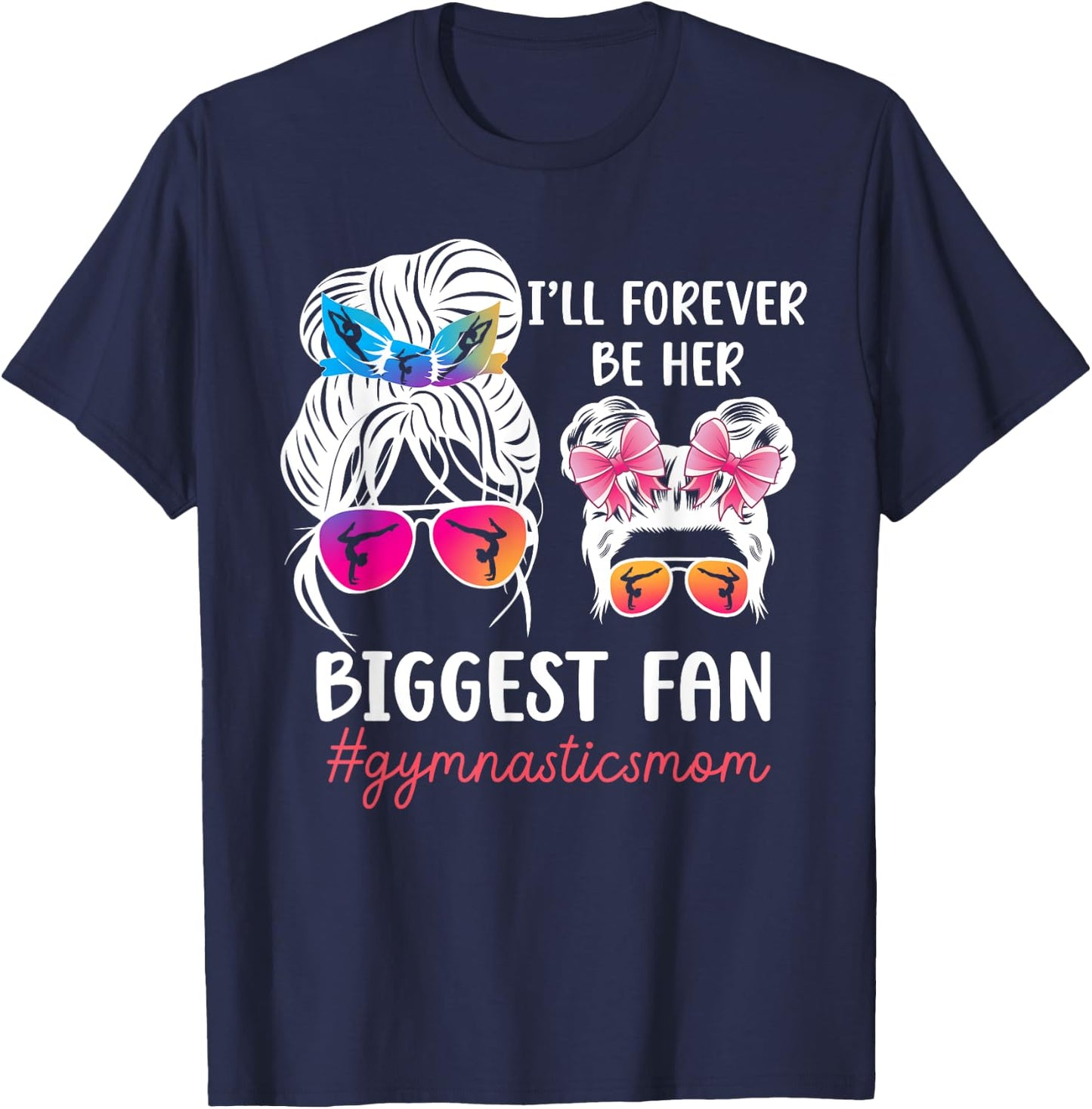Her Biggest Fan Gymnastics Mom Of A Gymnast Mama T-Shirt - T-Shirt | Navy