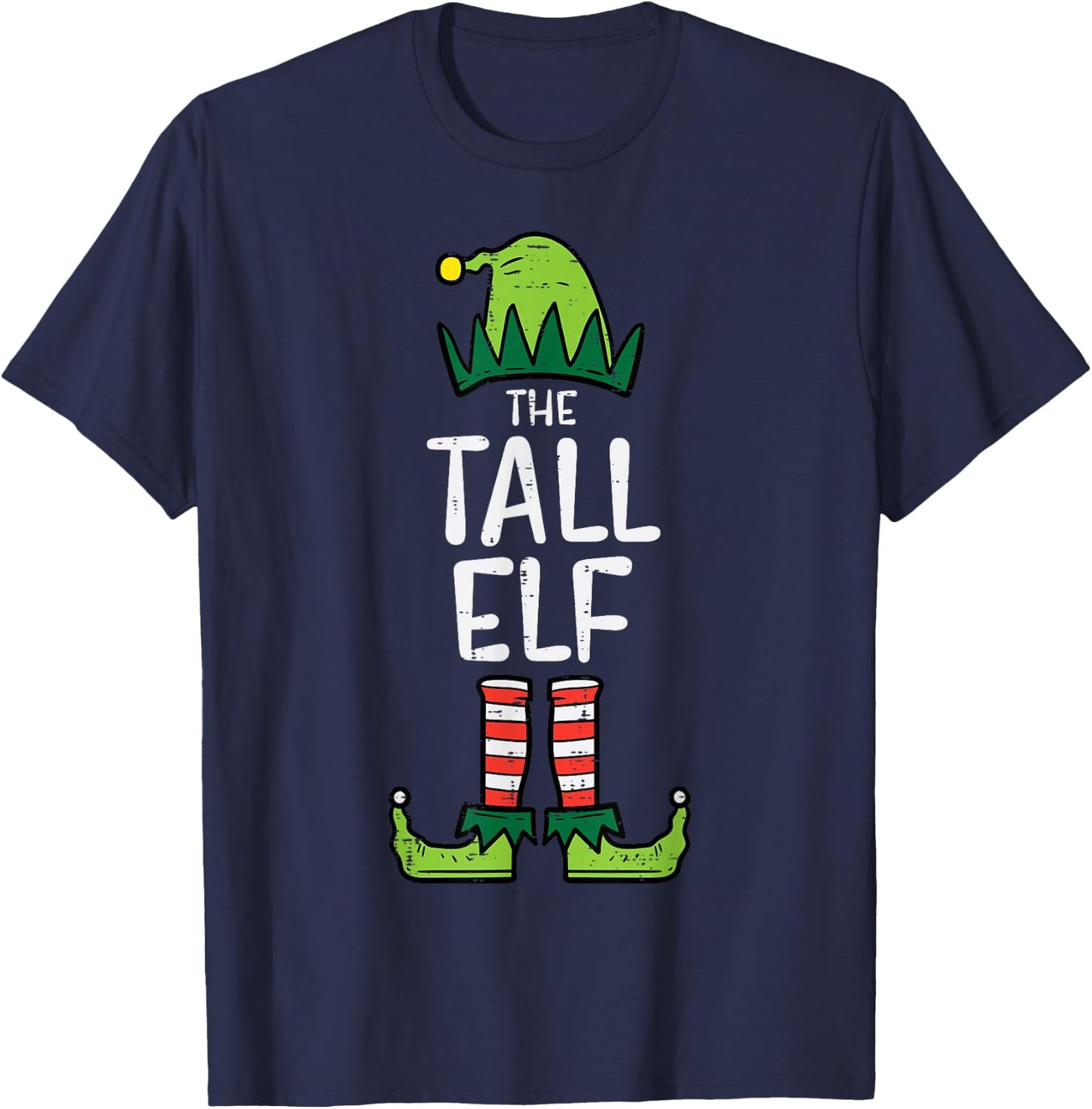 Tall Elf Xmas PJs Matching Christmas Pajamas For Family T-Shirt - T-Shirt | Navy