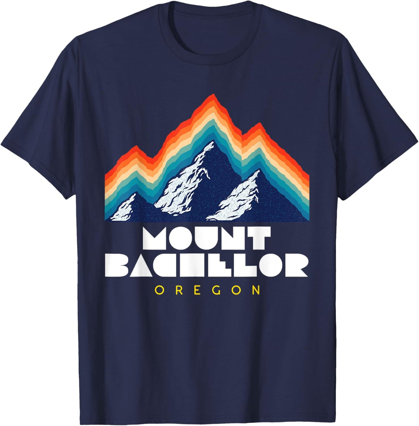 Mount Bachelor, Oregon - USA Ski Resort 1980s Retro T-Shirt - T-Shirt | Navy