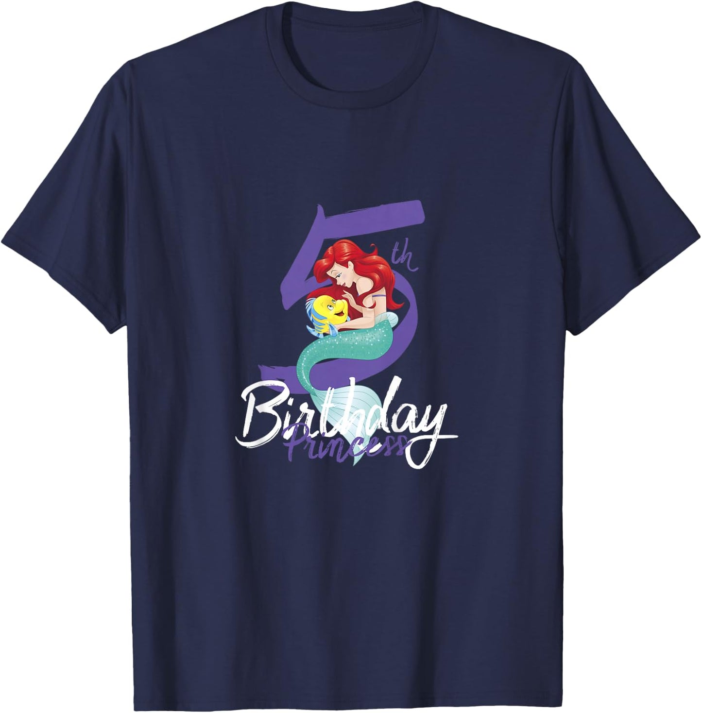 Kids Disney Princess Ariel The Little Mermaid 5th Birthday T-Shirt - T-Shirt | Navy