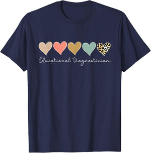 Educational Diagnostician Leopard Heart valentine's Day T-Shirt - T-Shirt | Navy