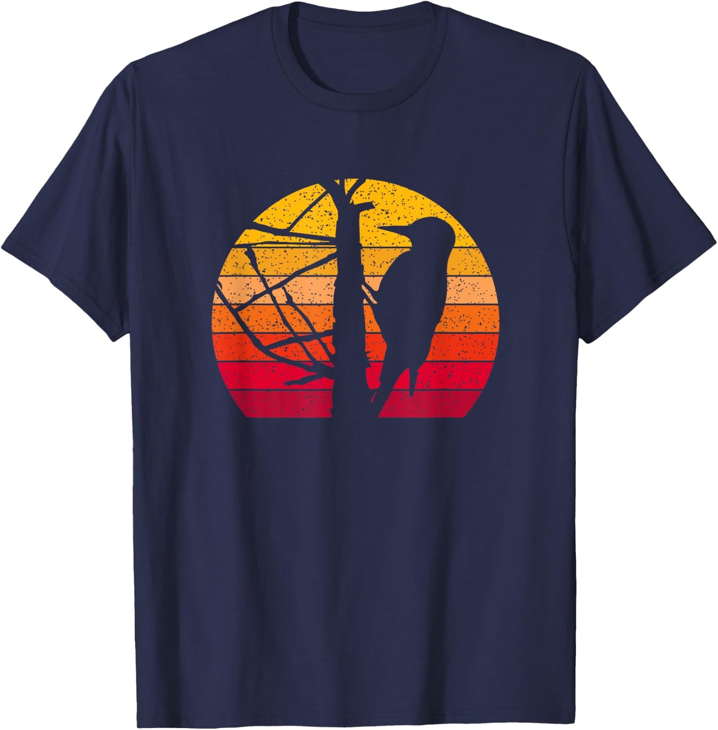 Woodpecker in a Tree Birdslover Retro Nature-Lover T-Shirt - T-Shirt | Navy