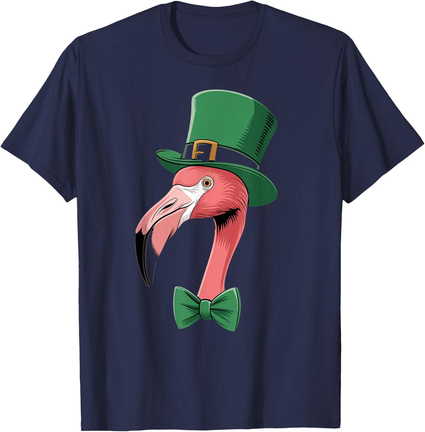 Green Flamingo shamrock on St Patricks Day Flamingo T-Shirt - T-Shirt | Navy