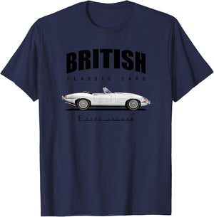 British Classic Cars - E Type Jaguar T-Shirt - T-Shirt | Navy
