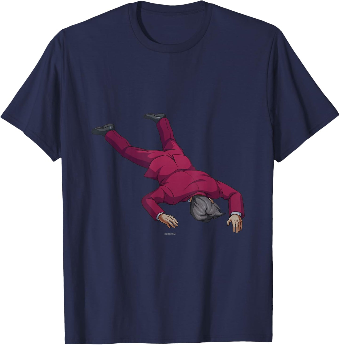 Ace Attorney Investigations Collection Faceplant Edgeworth T-Shirt - T-Shirt | Navy