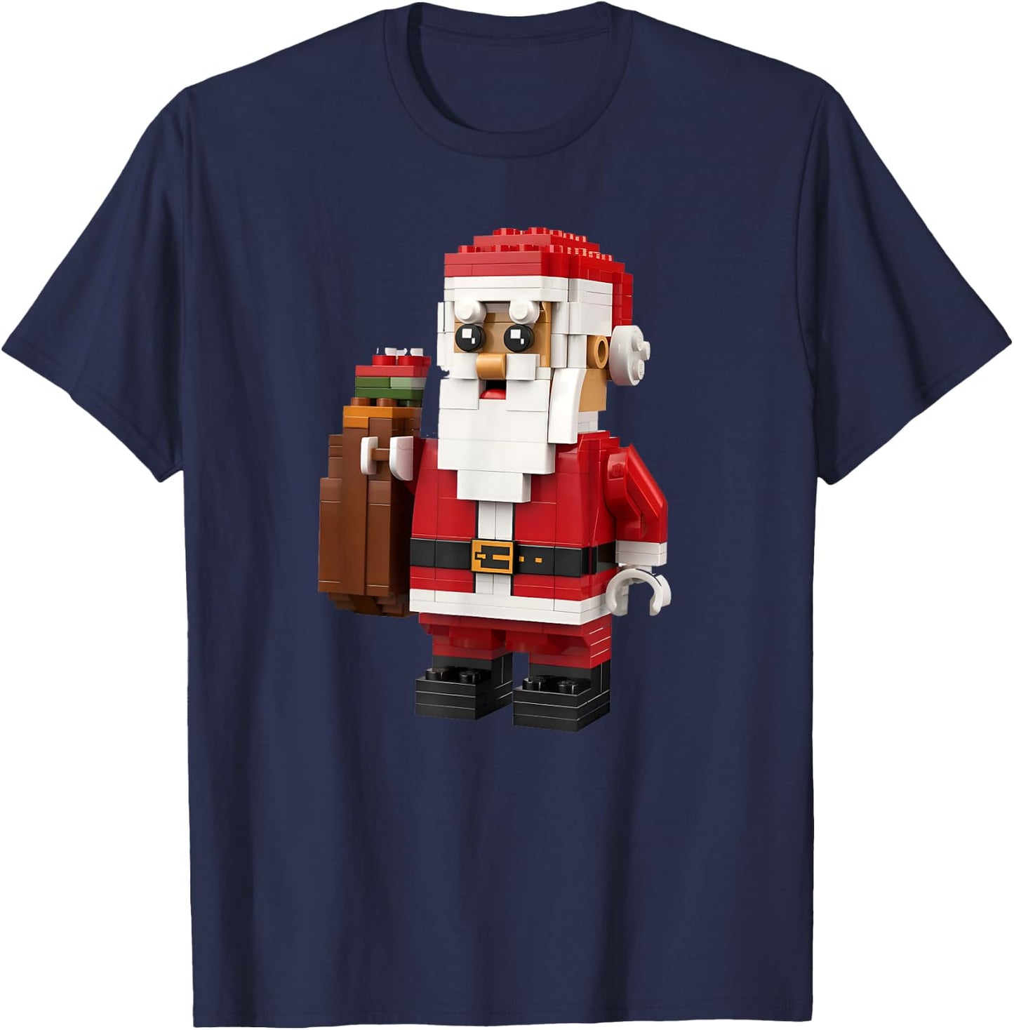 Christmas Builder Block Brick Building Santa Face Kids Boys T-Shirt - T-Shirt | Navy