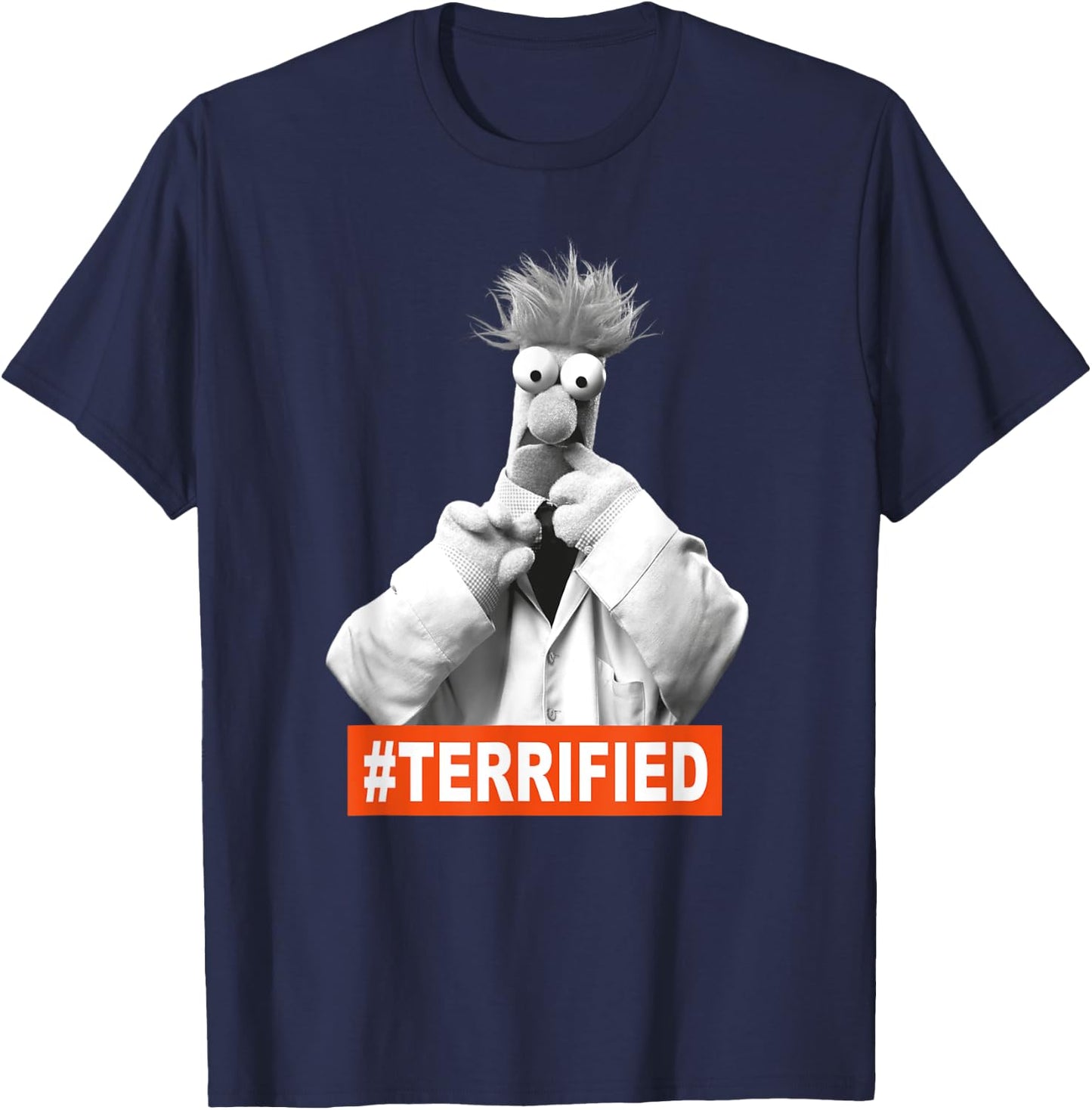 The Muppets Beaker Terrified T-Shirt - T-Shirt | Navy