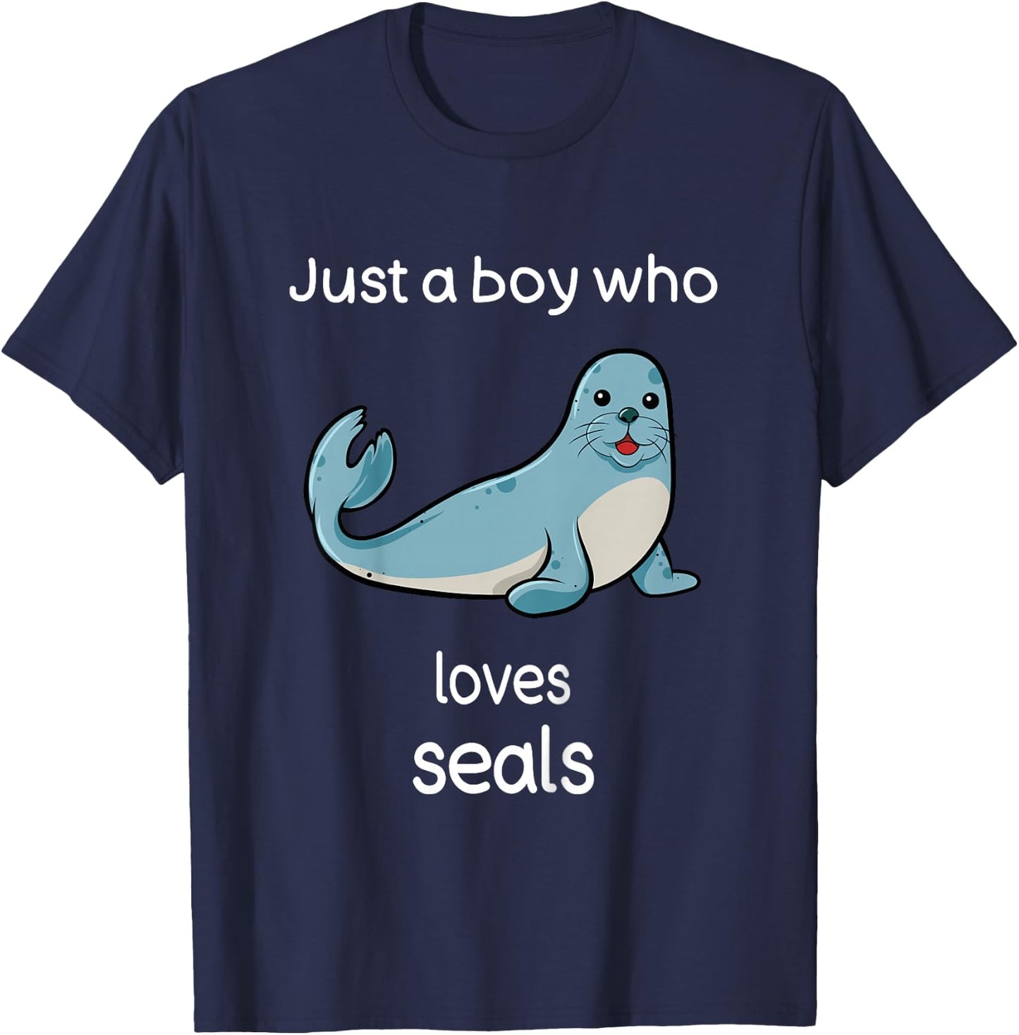 Kids Seal Shirt Boys I Love Seals Kids Seal Lover T-Shirt - T-Shirt | Navy