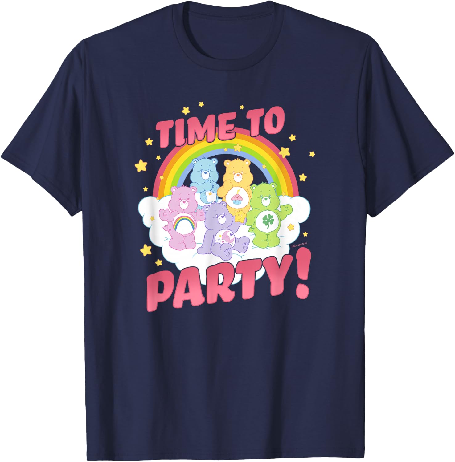 Care Bears Birthday Let's Party Vintage Rainbow Holiday Logo , gray T-Shirt - T-Shirt | Navy