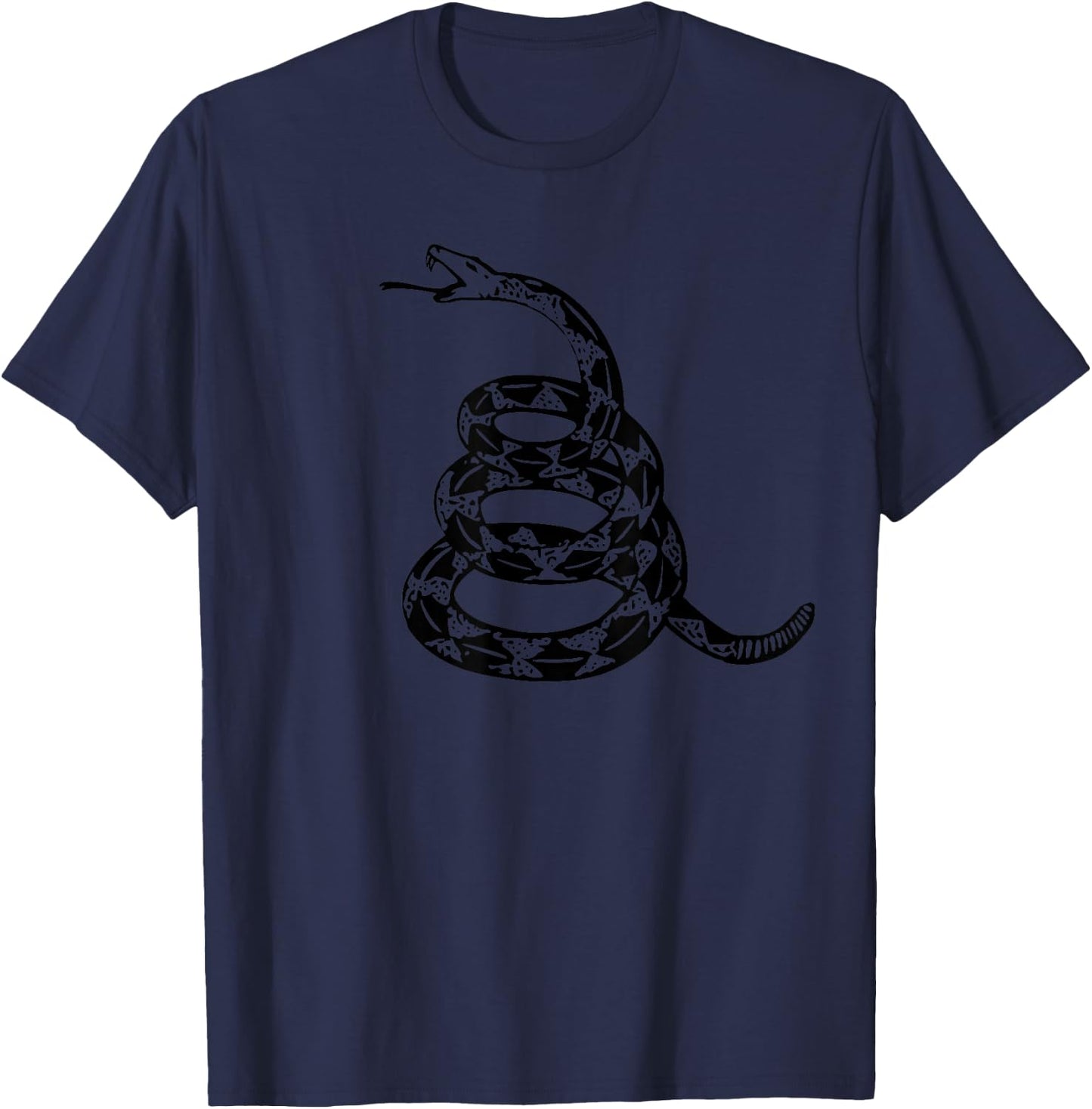 Gadsden Flag Snake ONLY Black Design subtle ghost T-Shirt - T-Shirt | Navy