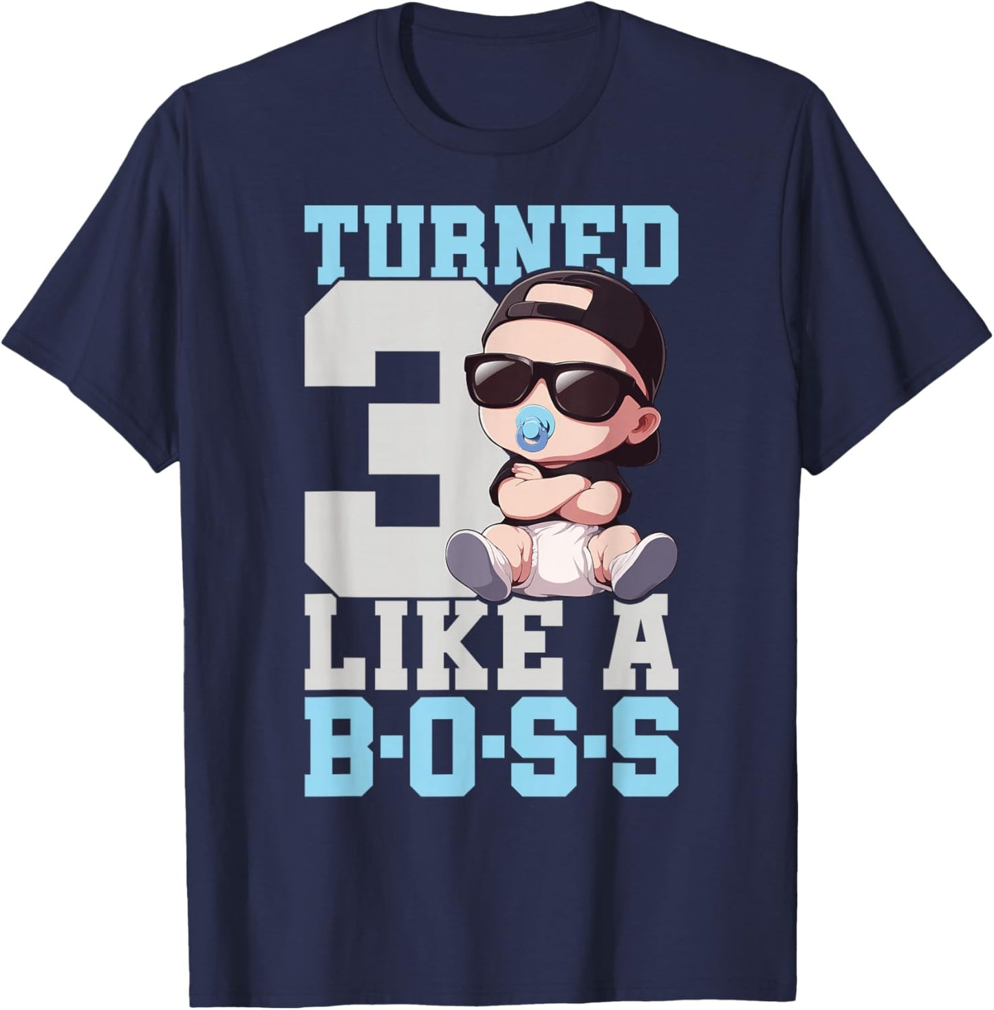 Baby 3rd Birthday Boy Girl 3 Years Like a Boss Kids T-Shirt - T-Shirt | Navy