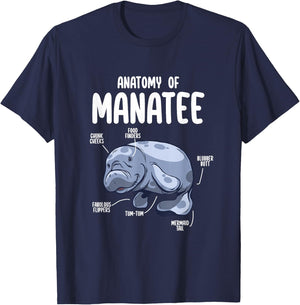 Anatomy of Manatee Funny Sea Animal Chubby Manatee Lovers T-Shirt - T-Shirt | Navy