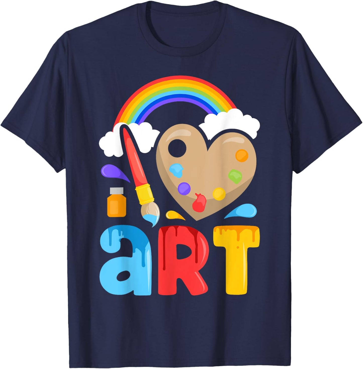 I Love Art Artist Painter Colorful Painting Gifts Kids Girls T-Shirt - T-Shirt | Navy