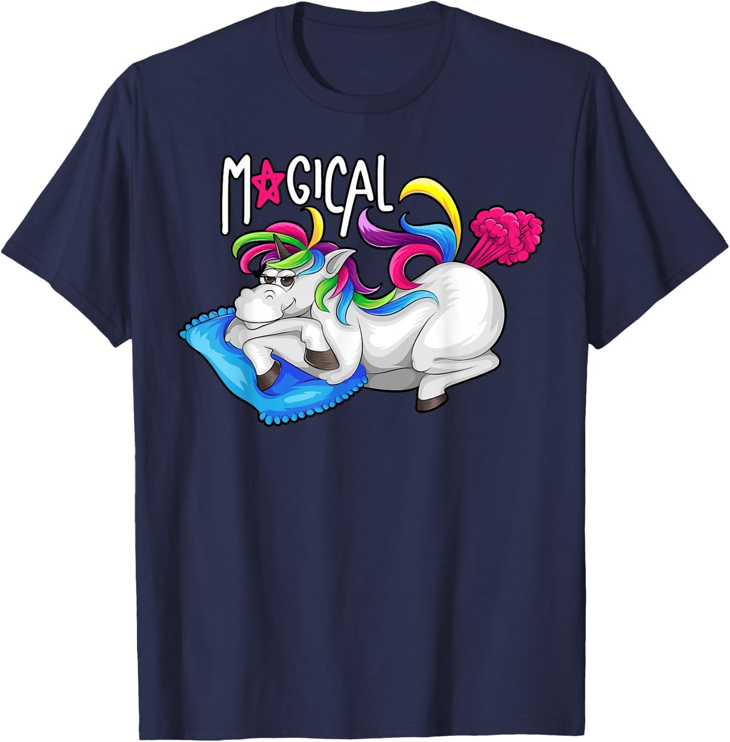 Unicorn Magical Fart | Cool Farting Horses Funny Joke Gift T-Shirt - T-Shirt | Navy