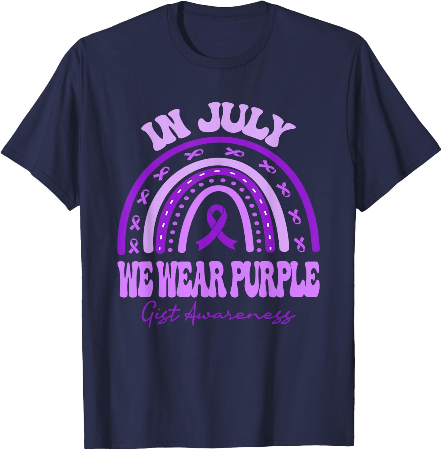 In July We Wear Purple GIST Awareness Rainbow T-Shirt - T-Shirt | Navy