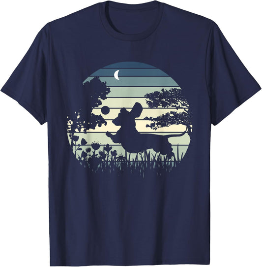 Dachshund Wiener Dog Sunset Garden Nature Lover T-Shirt - T-Shirt | Navy